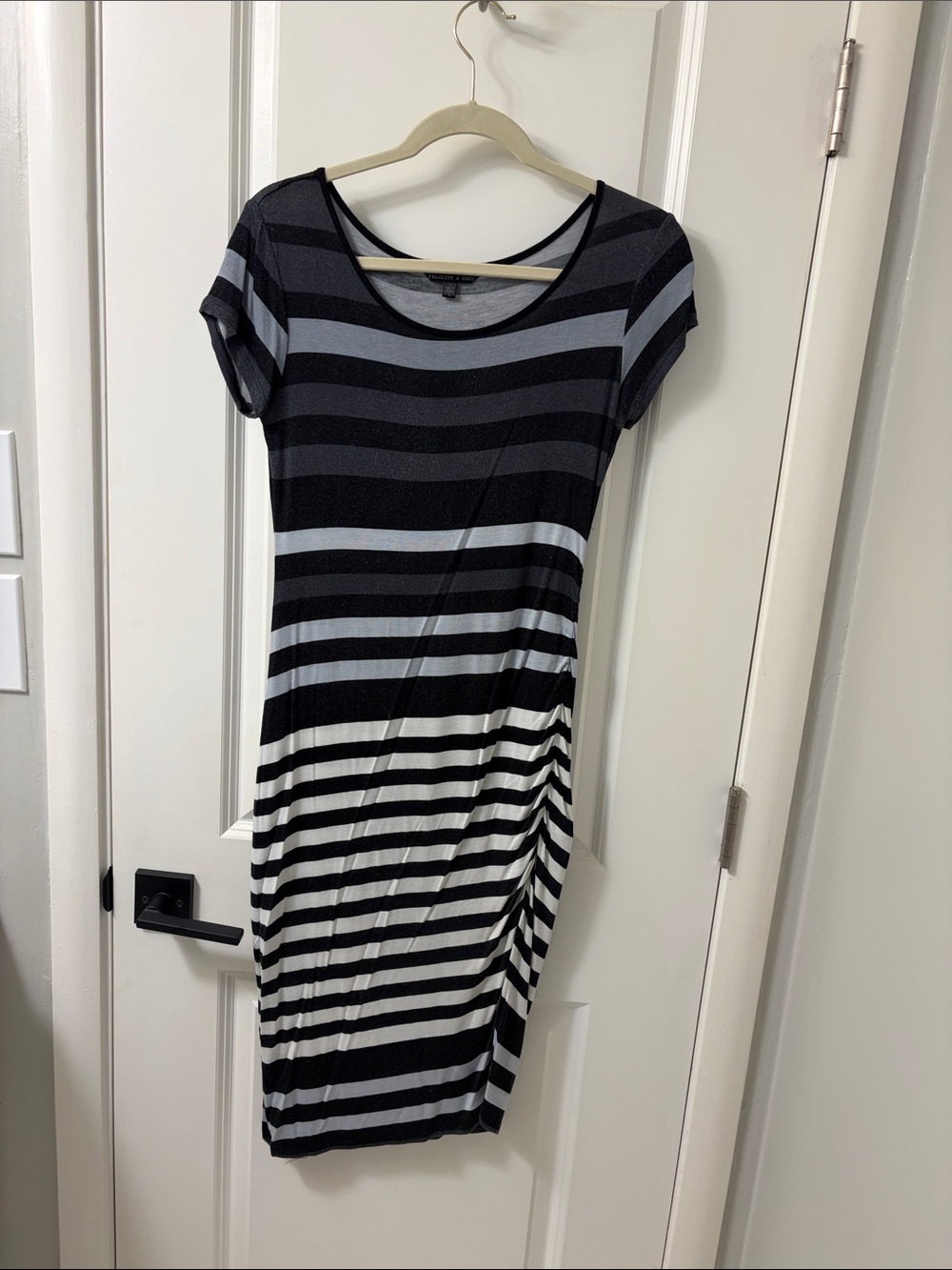 Felicity and Coco Striped Short-Sleeve Bodycon Dress - Black & Light Gray